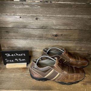 Mens Skechers Diameter Zinroy Brown Leather Slip On Loafers Shoes Sneakers 9.5 M